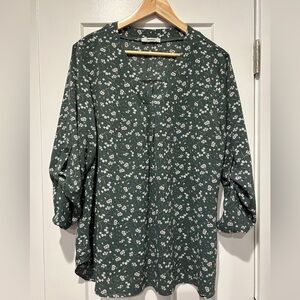 Elegant Floral Green Blouse
